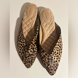 Birdies Leopard Print Calf Hair Slides